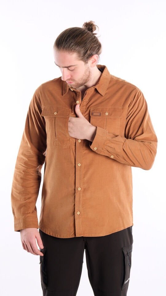 Utopeak Apolyont Kadife Erkek Gömlek Camel