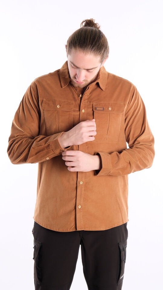 Utopeak Apolyont Kadife Erkek Gömlek Camel