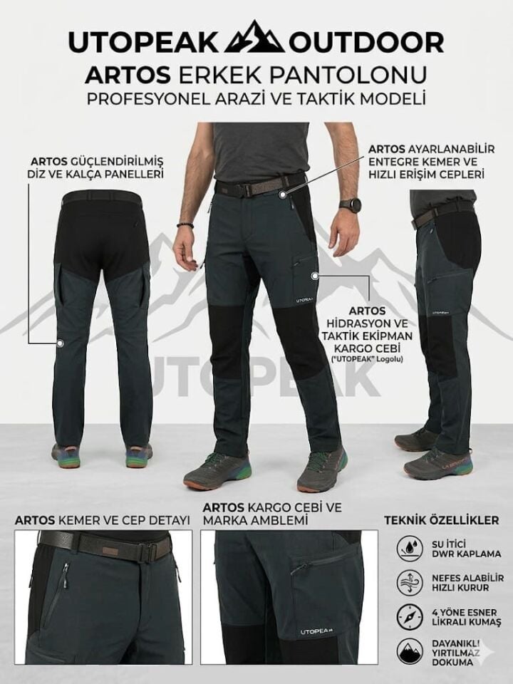 Utopeak Artos Erkek Pantolon Antrasit
