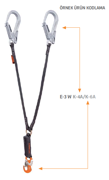 Kaya Safety Çift Kol Emicili Webbing Lanyard 1,2m