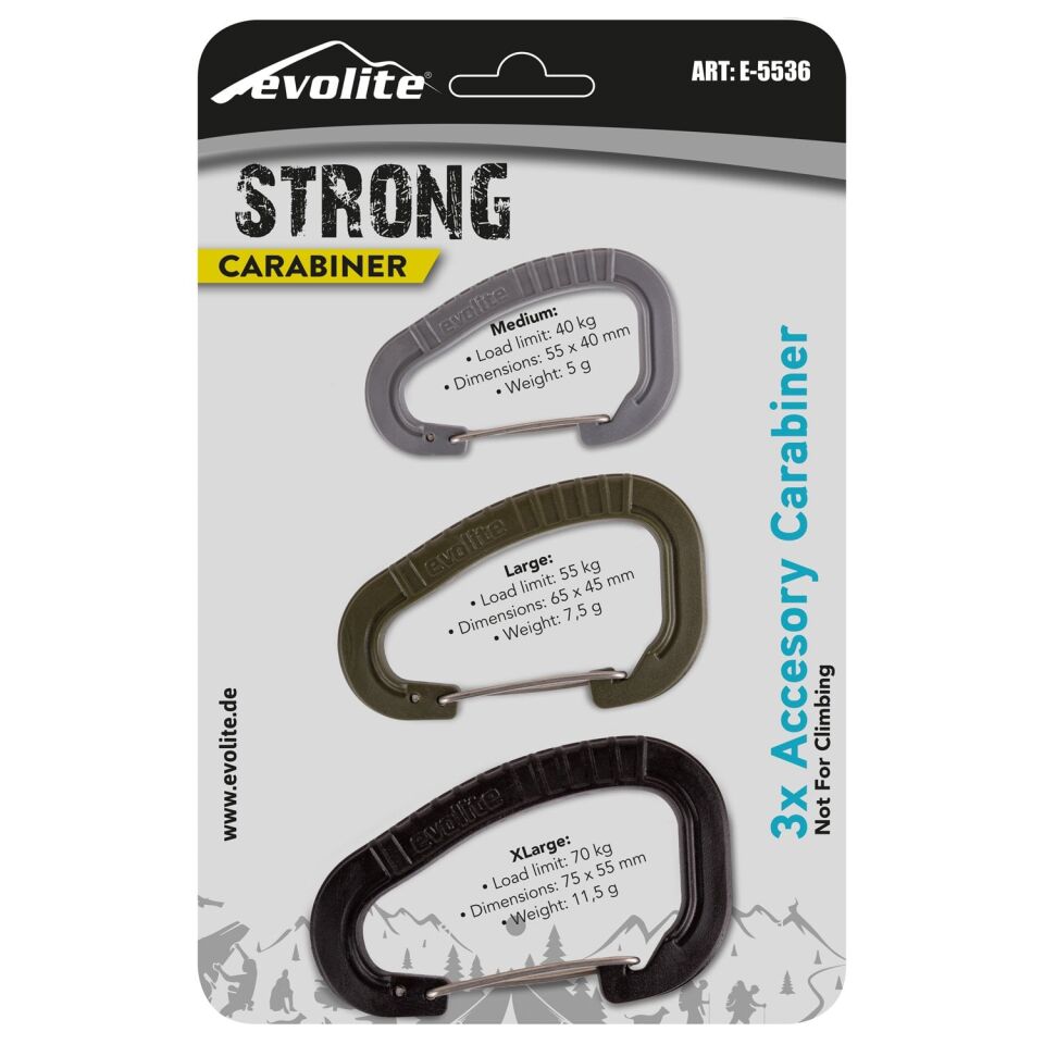 Evolite Strong 3’lü Karabina Siyah-Haki-Gri