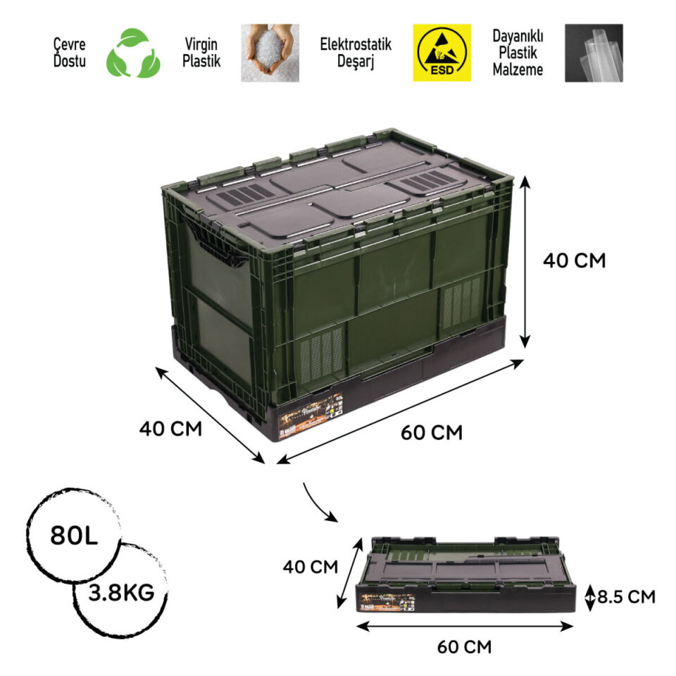FreeCamp Katlanır Kamp Kasası – Kapaklı 80 Litre