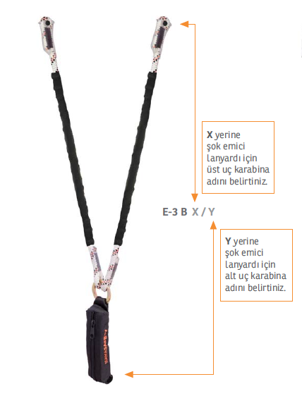 Kaya Safety Çift Kol Şok Emicili Braided Lanyard