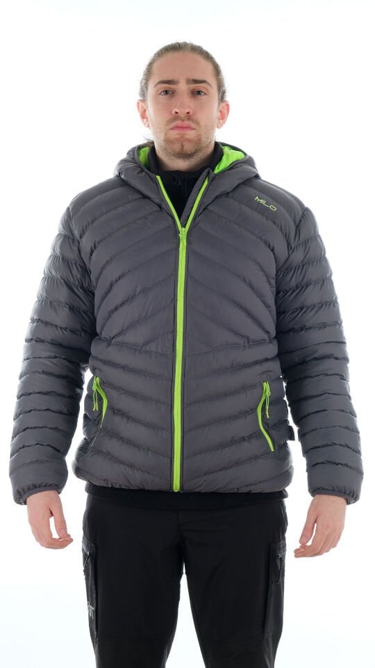 Milo Baayo Kapüşonlu Erkek Ceket - Gri / Yeşil