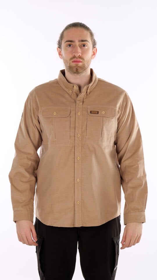 Utopeak Apolyont Kadife Erkek Gömlek Bej