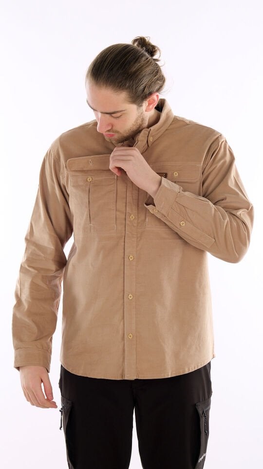 Utopeak Apolyont Kadife Erkek Gömlek Bej