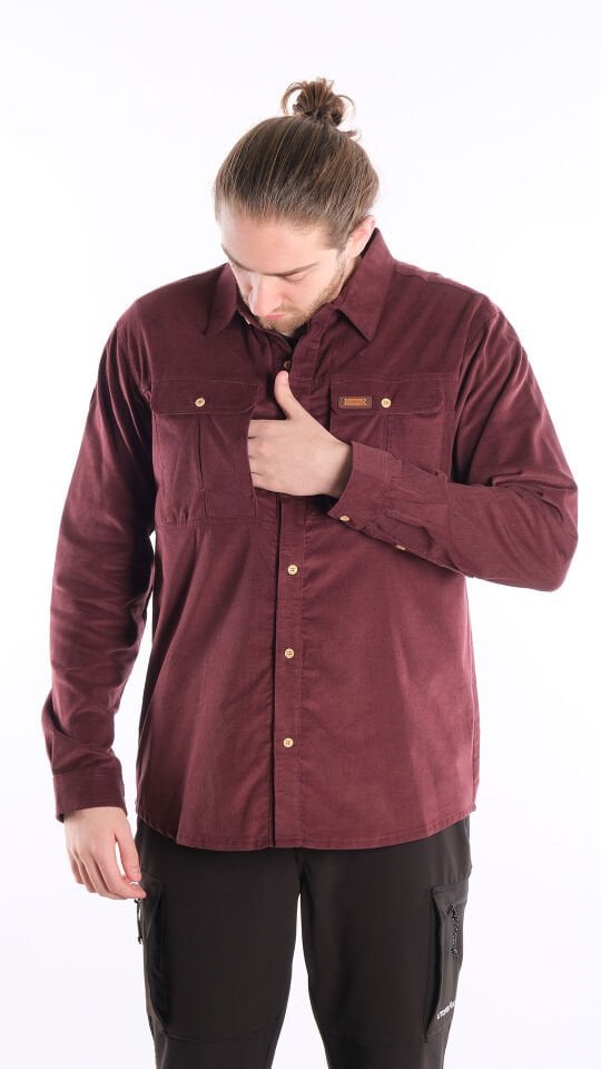 Utopeak Apolyont Kadife Erkek Gömlek Bordo
