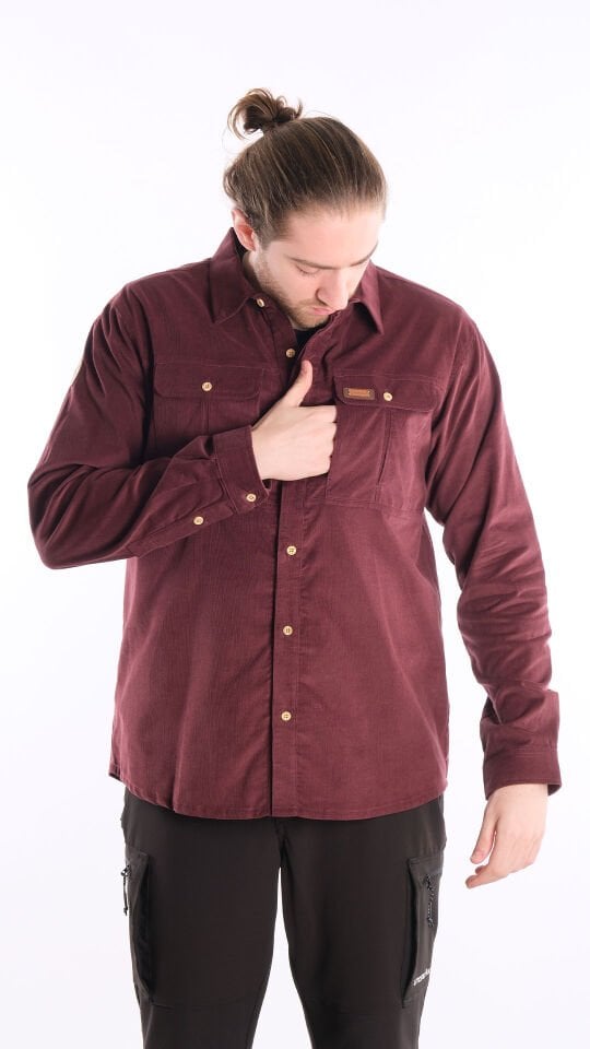 Utopeak Apolyont Kadife Erkek Gömlek Bordo