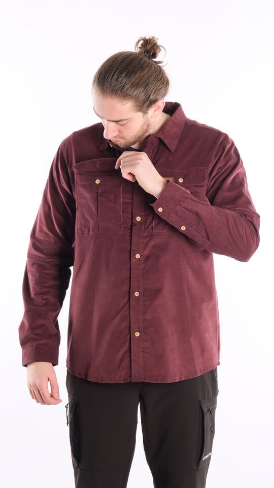 Utopeak Apolyont Kadife Erkek Gömlek Bordo