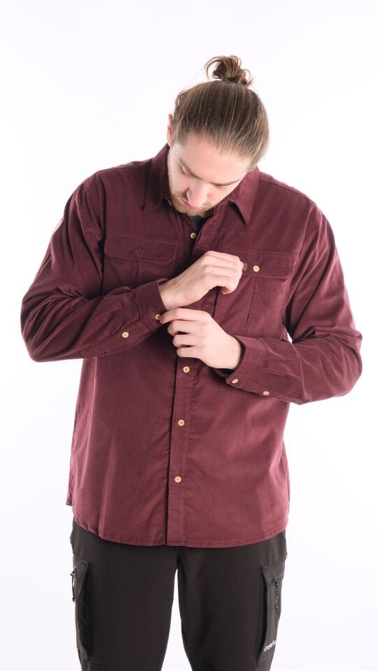 Utopeak Apolyont Kadife Erkek Gömlek Bordo
