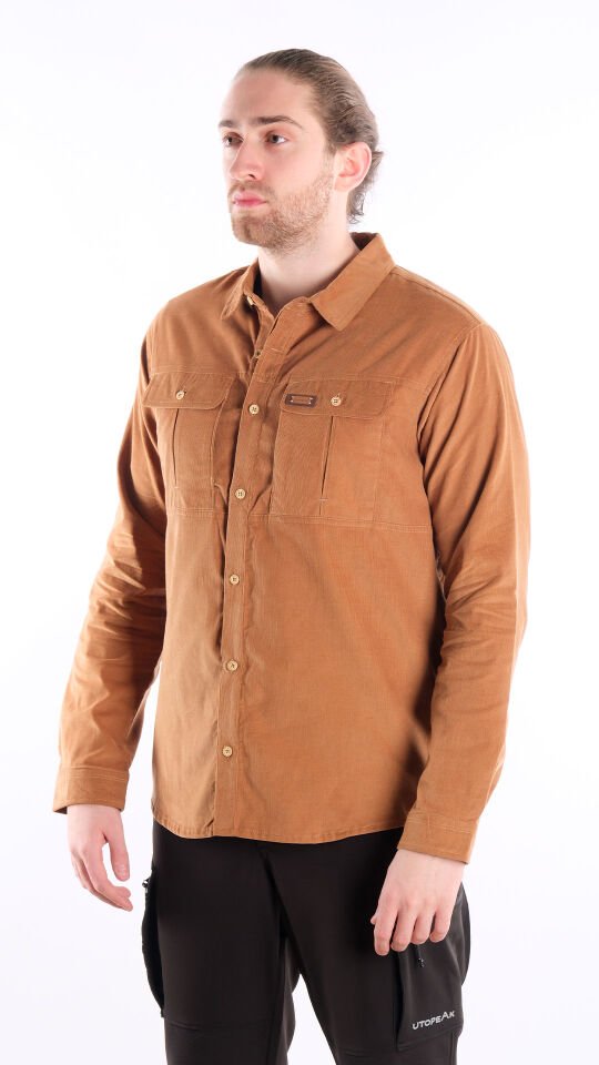 Utopeak Apolyont Kadife Erkek Gömlek Camel