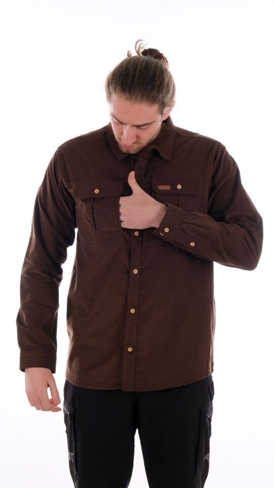 Utopeak Apolyont Kadife Erkek Gömlek Kahve