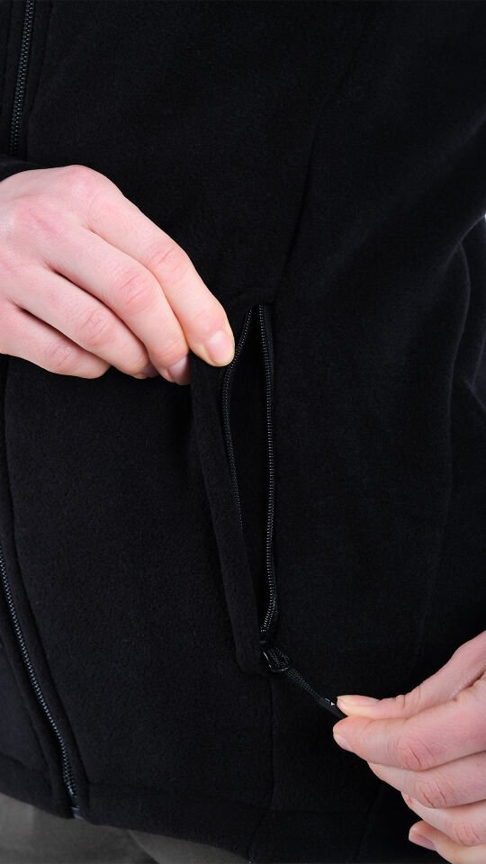 Utopeak K2 Tam Fermuar Kadın Polar Siyah