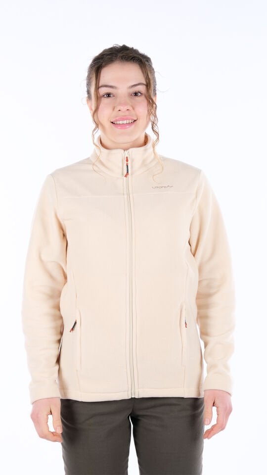 Utopeak K2 Tam Fermuar Kadın Polar Krem