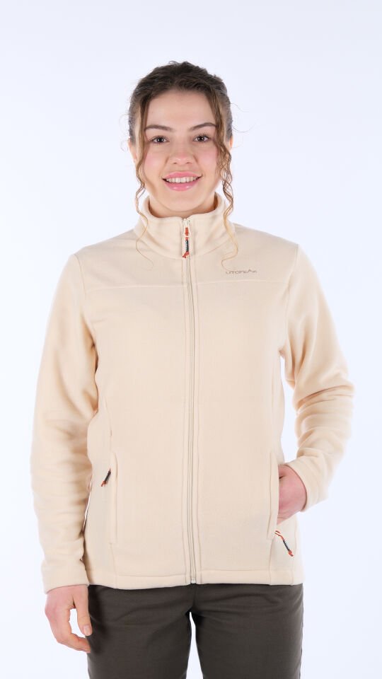 Utopeak K2 Tam Fermuar Kadın Polar Krem