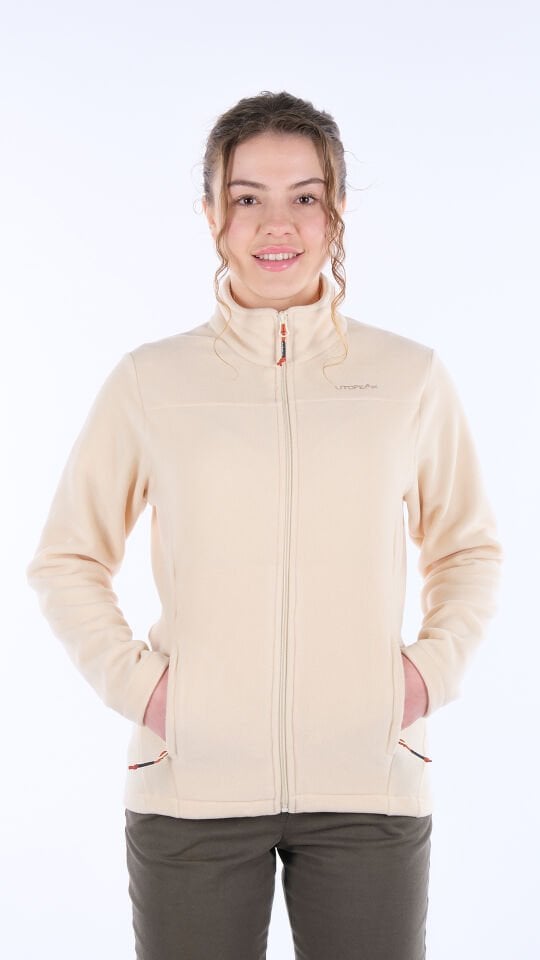 Utopeak K2 Tam Fermuar Kadın Polar Krem