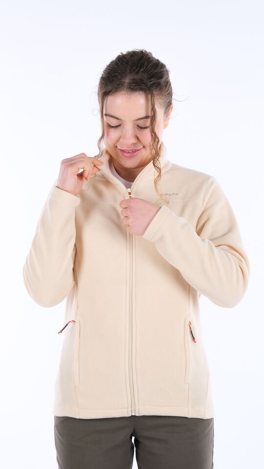 Utopeak K2 Tam Fermuar Kadın Polar Krem