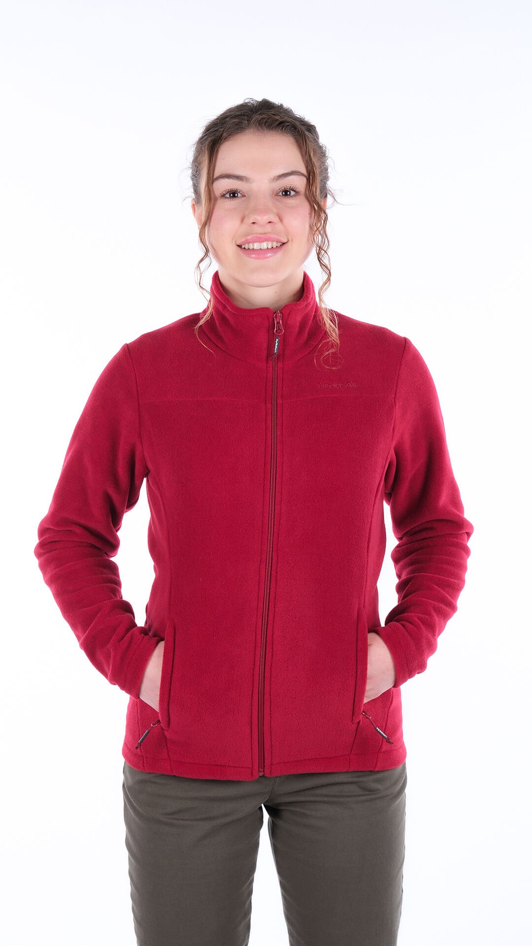 Utopeak K2 Tam Fermuar Kadın Polar Bordo