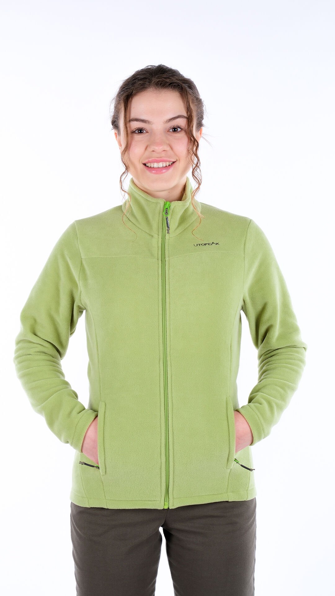 Utopeak K2 Tam Fermuar Kadın Polar F. Yeşil