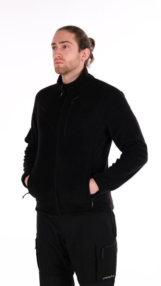 Utopeak K2 Tam Fermuar Erkek Polar Siyah