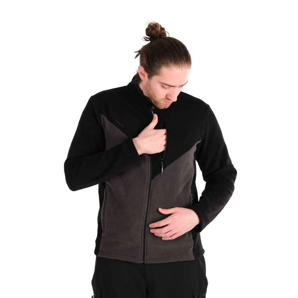 Utopeak K2 Tam Fermuar Erkek Polar Siyah-Antrasit