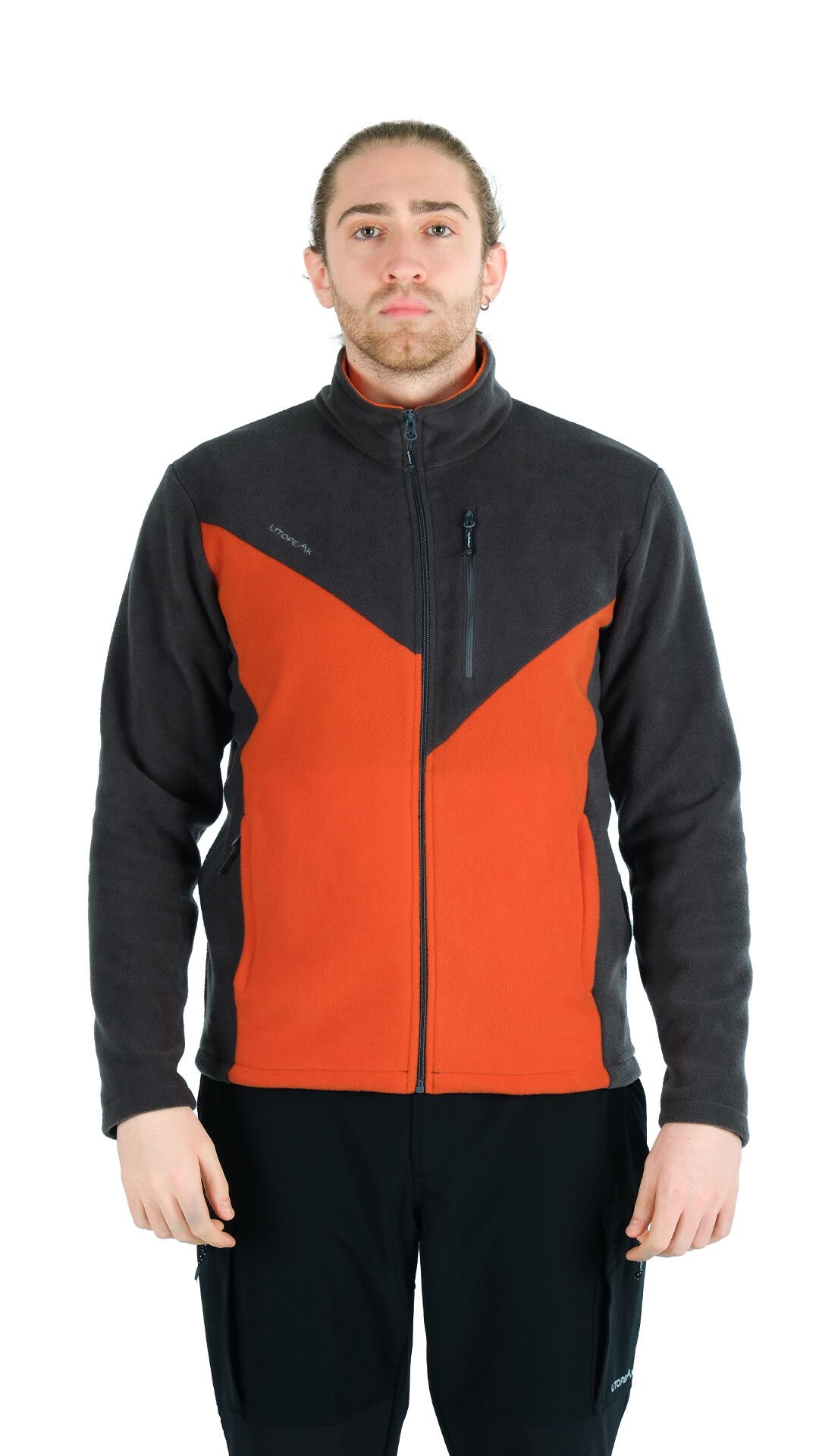 Utopeak K2 Tam Fermuar Erkek Polar Antrasit-Turunc