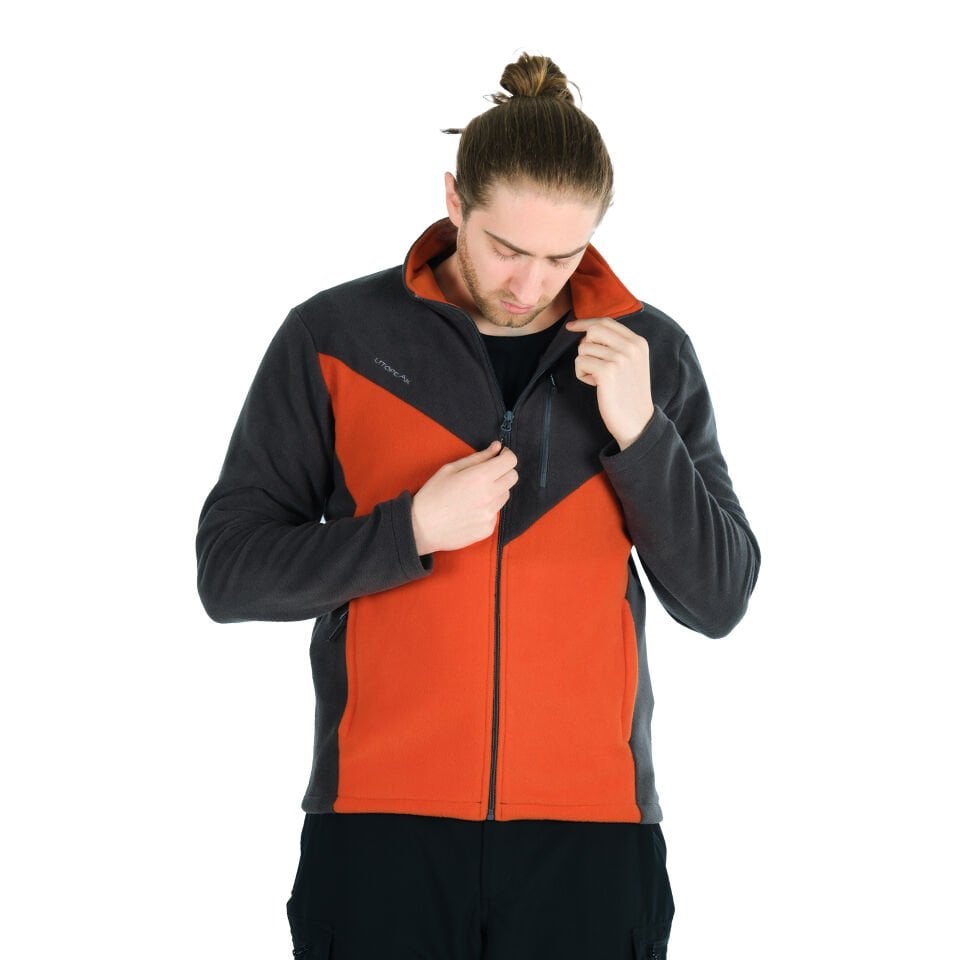 Utopeak K2 Tam Fermuar Erkek Polar Antrasit-Turunc
